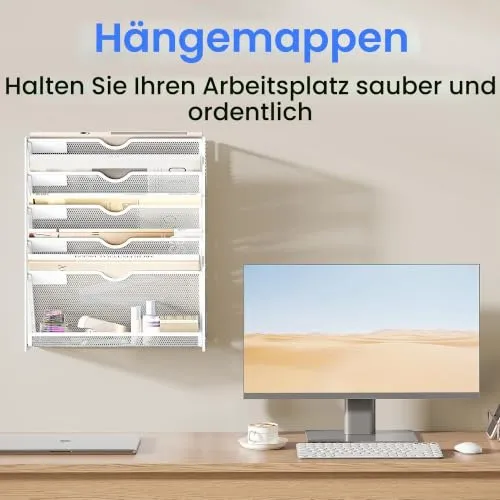VITVITI Zeitschriften Wandhalter, 6 Fächer Stehsammler, Zeitungsständer, Magazinhalter für Ordner und Papiere, Büro Organizer für Schreibtischzubehör Ablage, Weiß