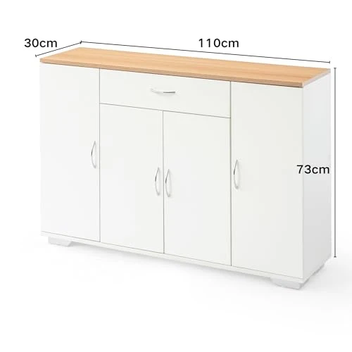 FurnitureR Weißer Aktenschrank, moderner Stil, MDF Material, kompakt und funktional, mit DREI Türen und Einer Schublade
