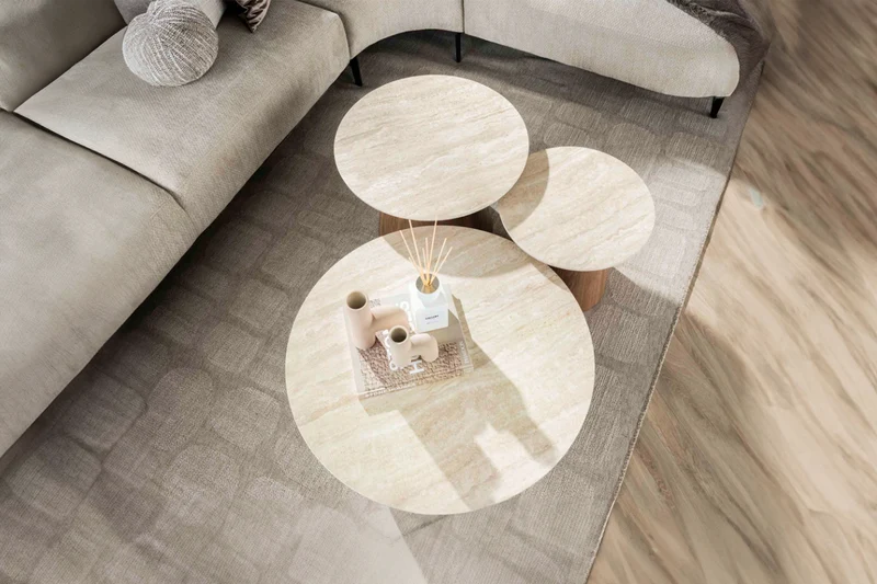 KAWOLA Couchtisch PRETO Set 3-tlg. Keramik weiß