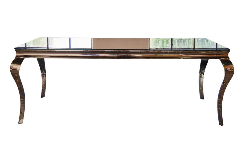 KAWOLA Esstisch AMARA Tisch Barock Glas Gestell Edelstahl 200x100cm