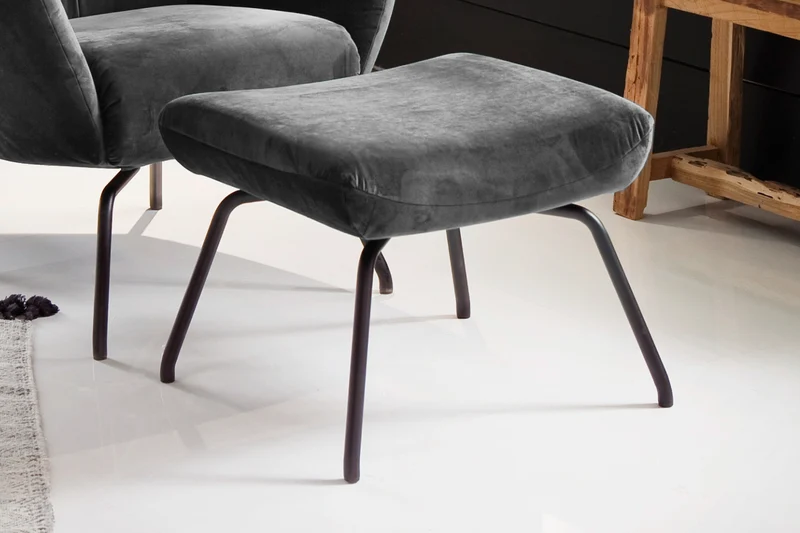 KAWOLA Hocker LOTTE Polsterhocker velvet stone