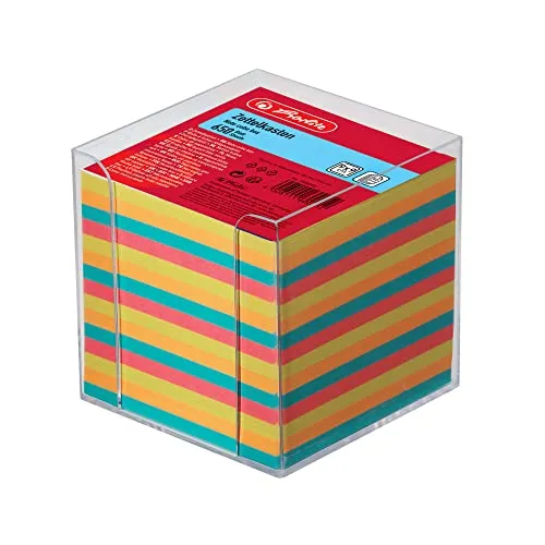 Herlitz 1600253 Zettelkasten 9x9x9cm transparent 650 Blatt farbig