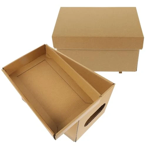 DOITOOL Papier Aufbewahrungsbox 2 Stück mit Deckel, Khaki, Groß