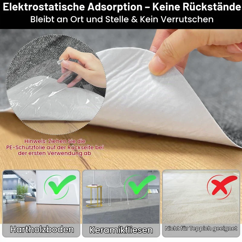 Bürostuhl Unterlage 90x120cm, Bodenschutzmatte, Kratzfest, dunkelgrau