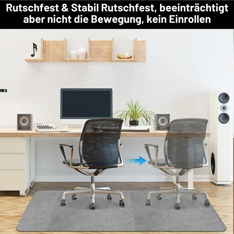 Bürostuhl Unterlage 90x120cm, Bodenschutzmatte, Kratzfest, dunkelgrau