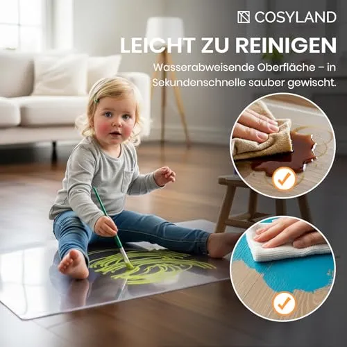 COSYLAND Bürostuhl Unterlage versch. Größen - Bodenschutzmatte für Schreibtischstuhl Antirutsch in milchweiß | Bodenschutzmatte Transparent (90x120cm)