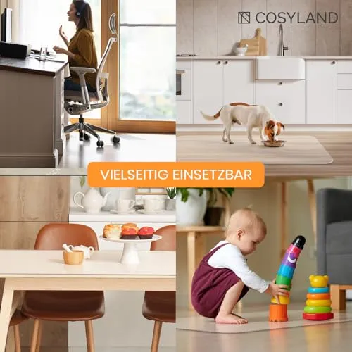 COSYLAND Bürostuhl Unterlage versch. Größen - Bodenschutzmatte für Schreibtischstuhl Antirutsch in milchweiß | Bodenschutzmatte Transparent (90x120cm)