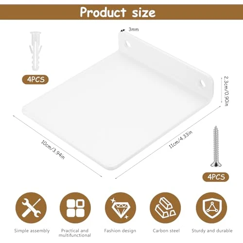2 STK Kleine Wandregal Weiß, Mini Regal Wand, weiße Schweberegale für Wände, Regalbrett Weißes Regal kinderzimmer, Bücherregal Dekoration wandboard für Küche Badezimmer Wohnzimmer, 11x10x2,3 cm
