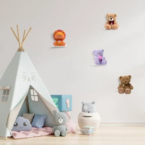 2 STK Kleine Wandregal Weiß, Mini Regal Wand, weiße Schweberegale für Wände, Regalbrett Weißes Regal kinderzimmer, Bücherregal Dekoration wandboard für Küche Badezimmer Wohnzimmer, 11x10x2,3 cm