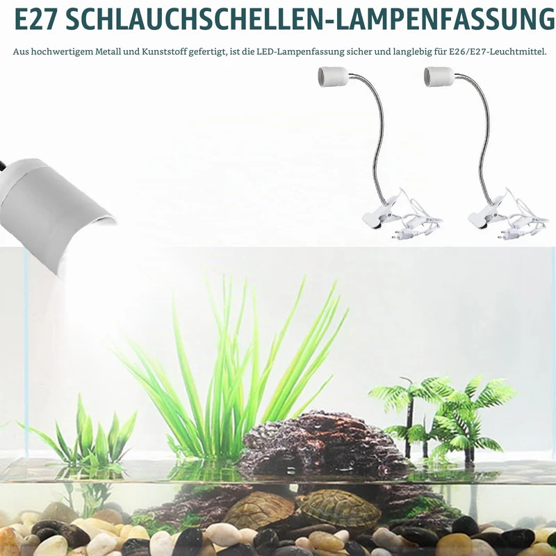 GAOUTO 2 Stück Klemmleuchte: LED-Lampenfassung E27, Klemmlampe mit Schwanenhals und Schalter, Klemmlampe 360° Einstellbar Flexiblem Schwanenhals für Lesen Innen Beleuchtung, Bett Nachtlesen (Weiß)