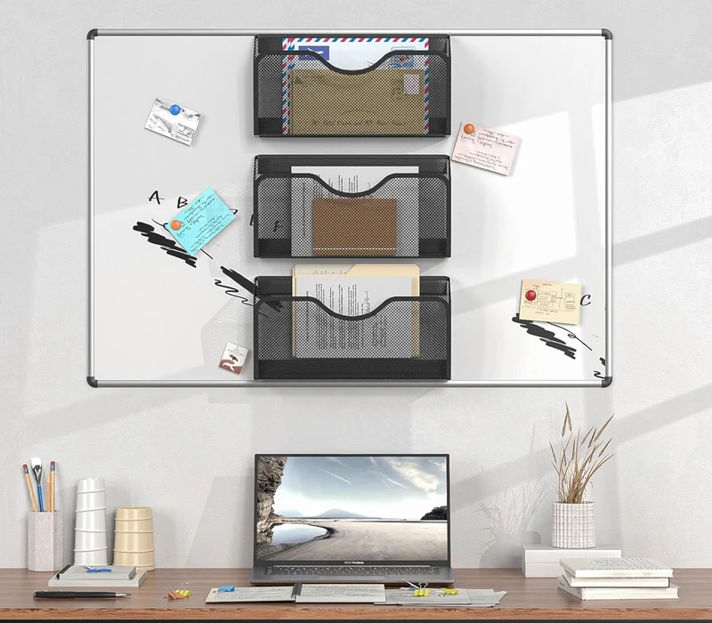 EKNITEY 3 Stück Magnetischer Aktenhalter Büro Organizer Zuhause Schwarz
