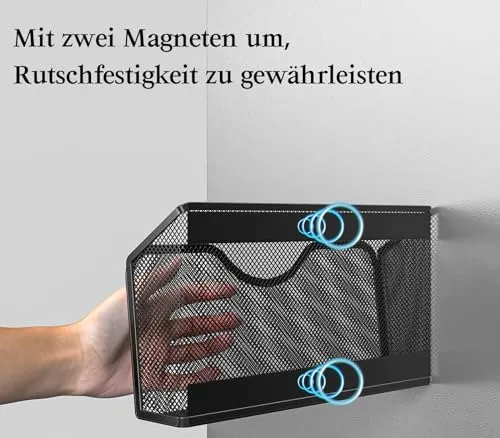 EKNITEY 3 Stück Magnetischer Aktenhalter Büro Organizer Zuhause Schwarz