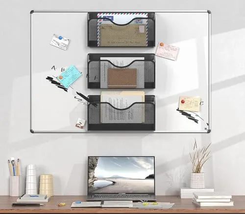 EKNITEY 3 Stück Magnetischer Aktenhalter Büro Organizer Zuhause Schwarz
