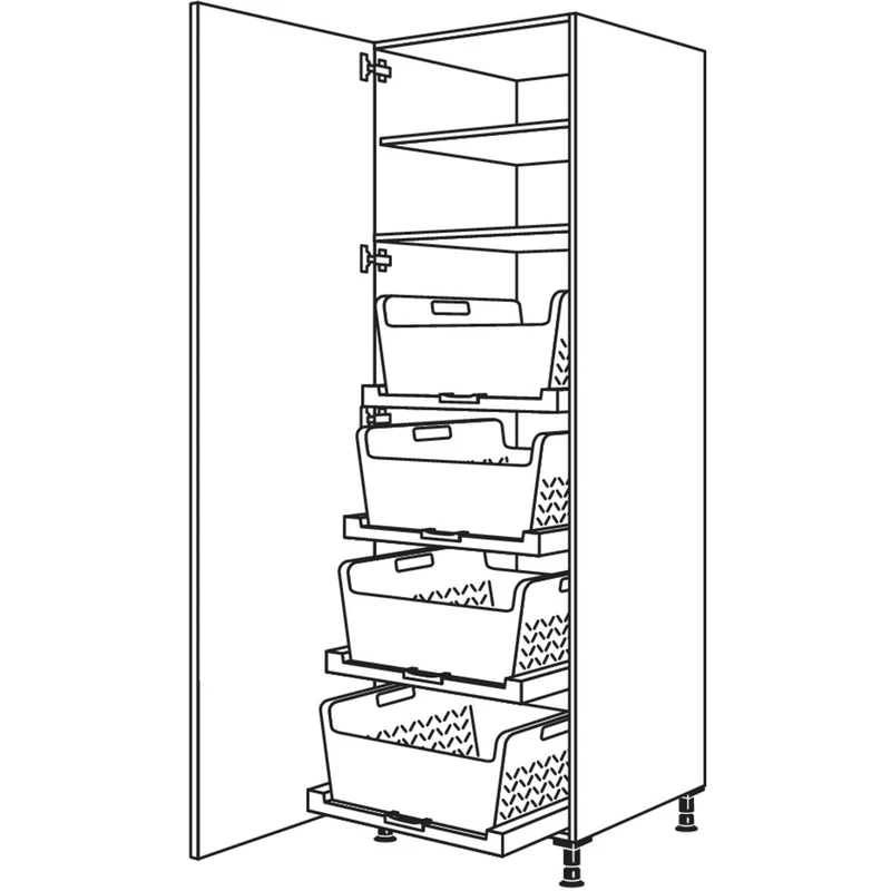 nobilia XL-Hochschrank mit Wäschekorb-Tablar Laundry-Area HWTABF60-2X 60 cm