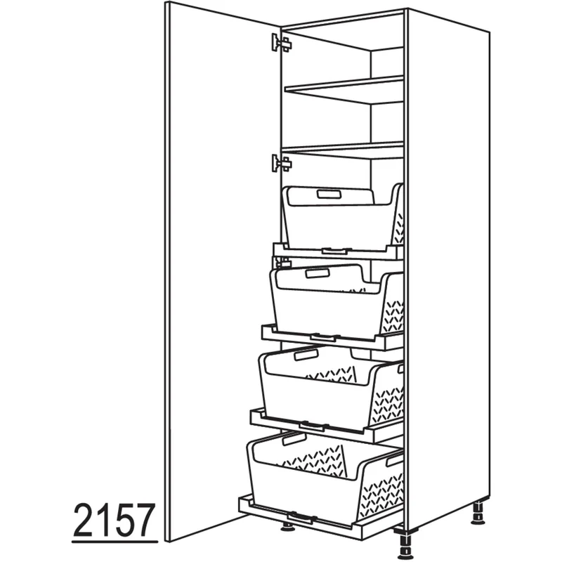 nobilia XL-Hochschrank mit Wäschekorb-Tablar Laundry-Area HWTABF60-2X 60 cm