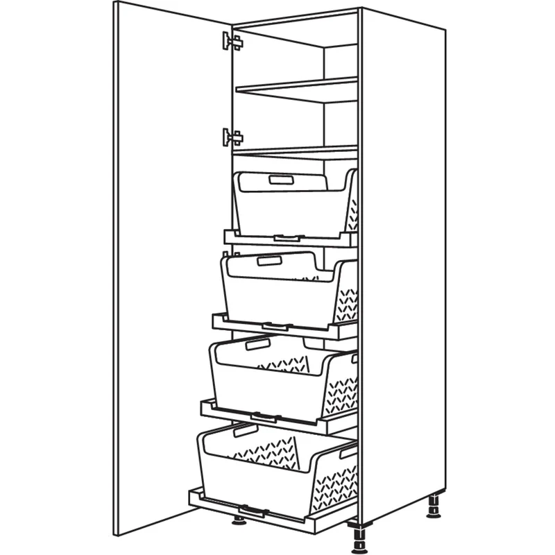 nobilia Hochschrank mit Wäschekorb-Tablar Laundry-Area HWTABF60-2 60 cm