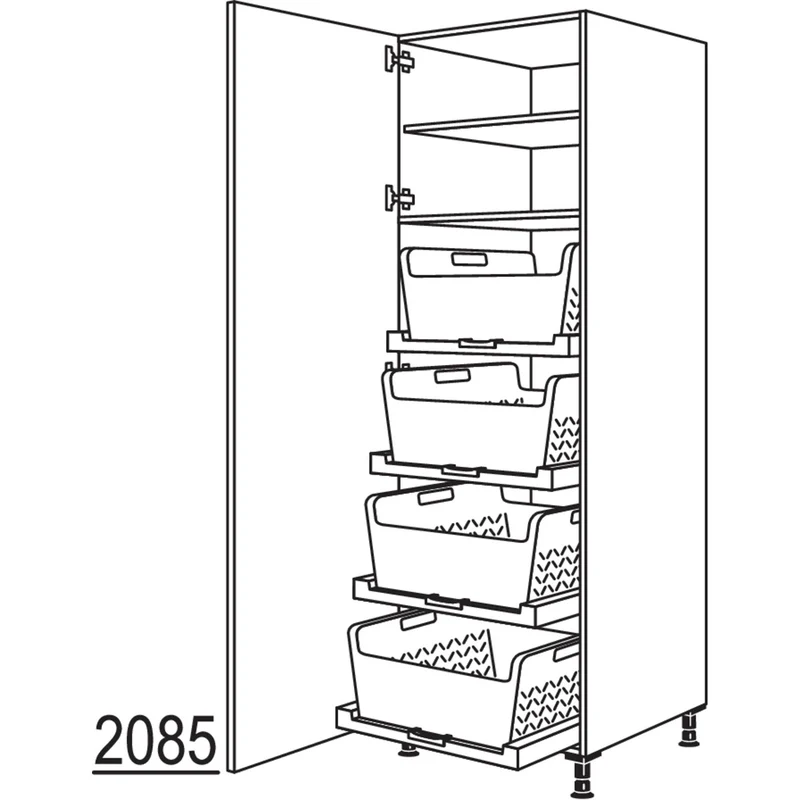 nobilia Hochschrank mit Wäschekorb-Tablar Laundry-Area HWTABF60-2 60 cm