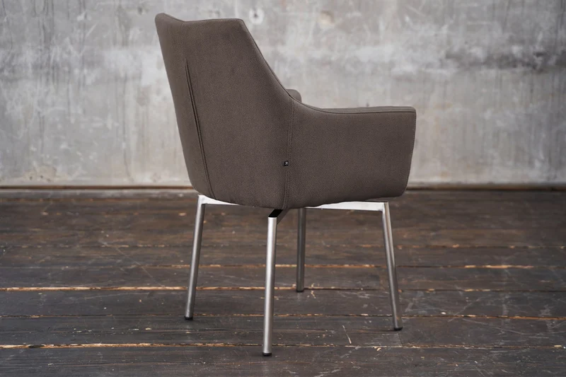 KAWOLA Stuhl Cali Sessel Microfaser Esszimmerstuhl taupe Füße Edelstahl