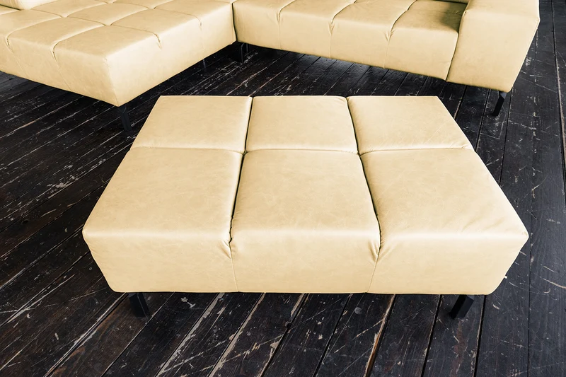 KAWOLA Polsterhocker NELSON Hockerbank Leder beige