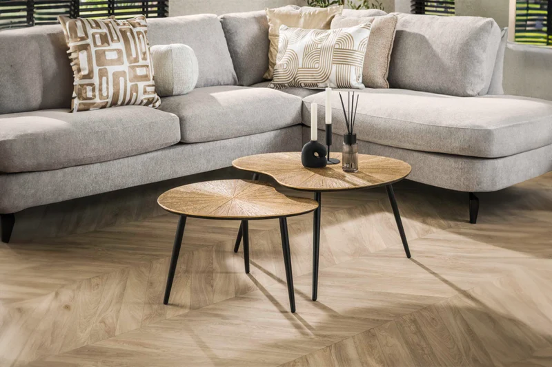 KAWOLA Couchtisch TIBALI Set 2-tlg. Metall bronze nierenförmig