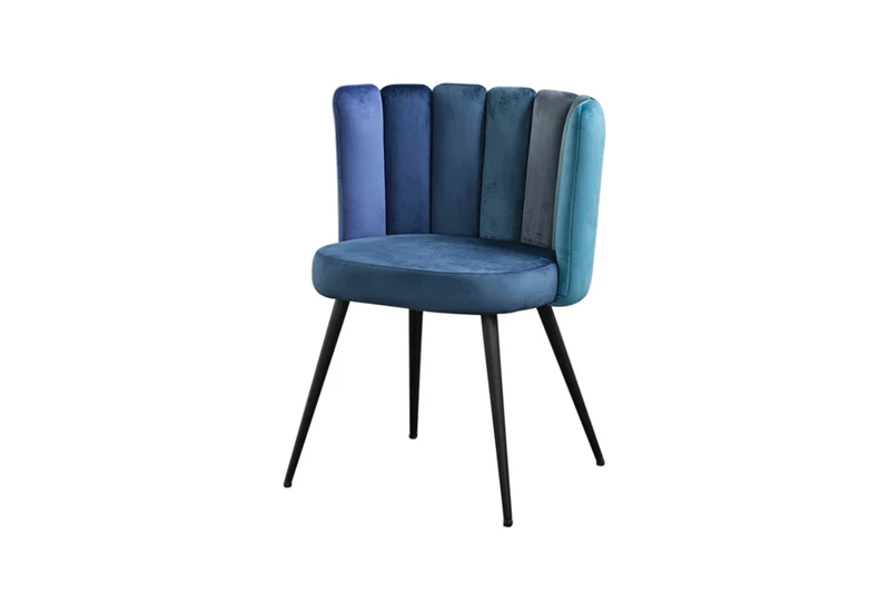 KAWOLA Stuhl JADA Esszimmerstuhl Velvet blau Fuß schwarz