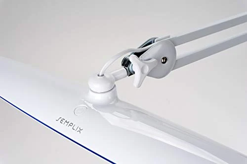 SEMPLIX LED Arbeits-Lampe Weiß: (117 PCS LED, 4fach dimmbar) Mit Tischstandfuß und -Klemme, höhenverstellbarem Lampenarm