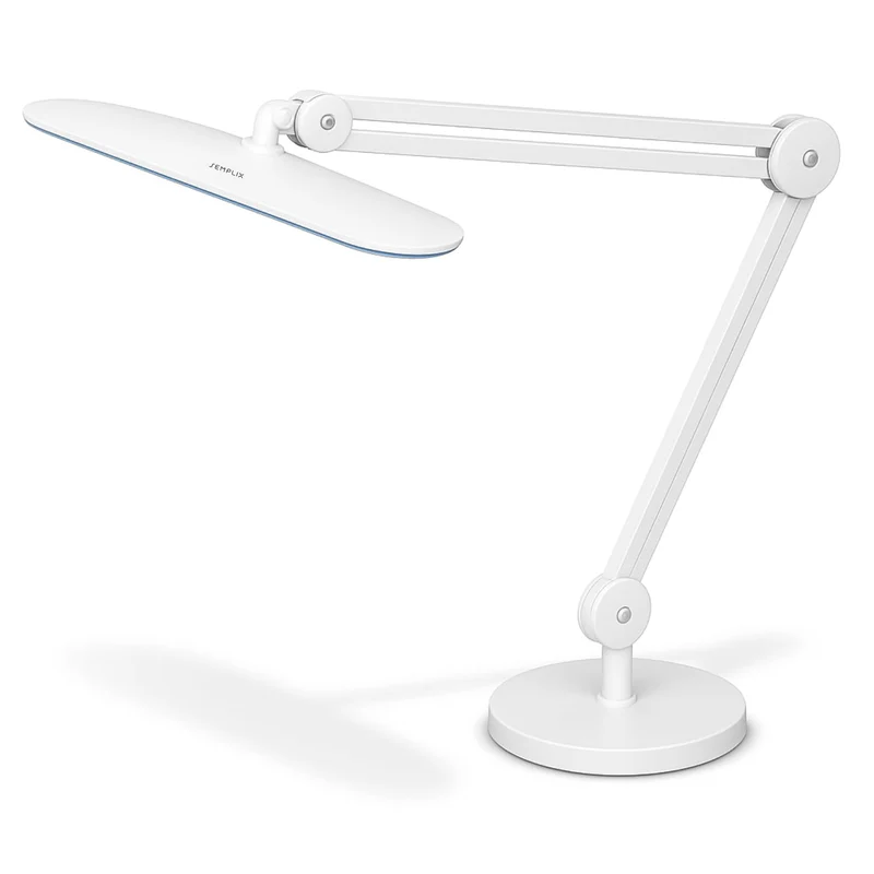 SEMPLIX LED Arbeits-Lampe Weiß: (117 PCS LED, 4fach dimmbar) Mit Tischstandfuß und -Klemme, höhenverstellbarem Lampenarm