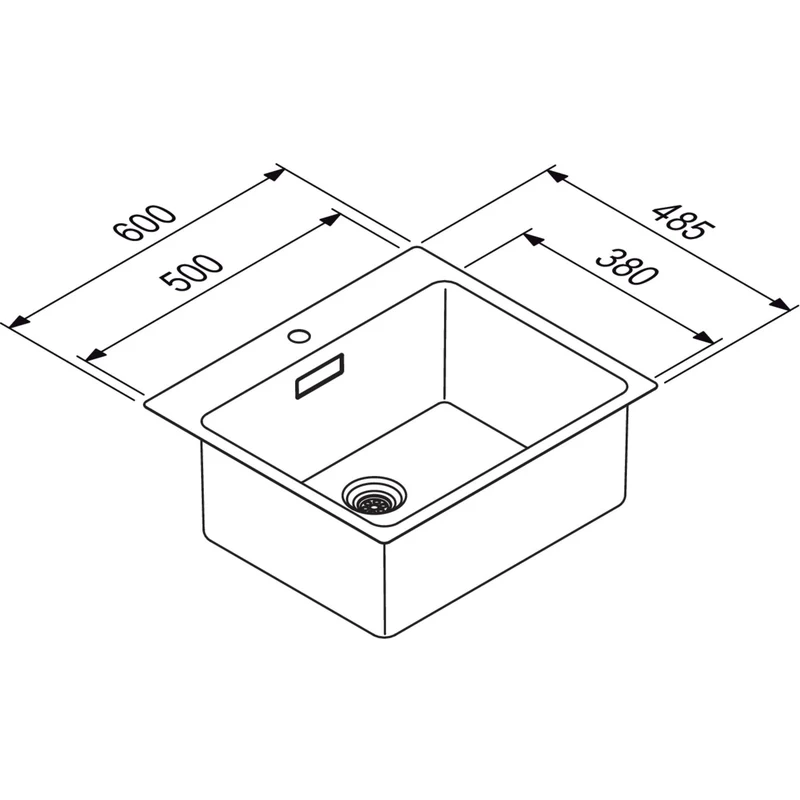 RODI: Einbauspüle Una 57 N, Edelstahl, flächenbündiger Einbau möglich 87836 55 cm