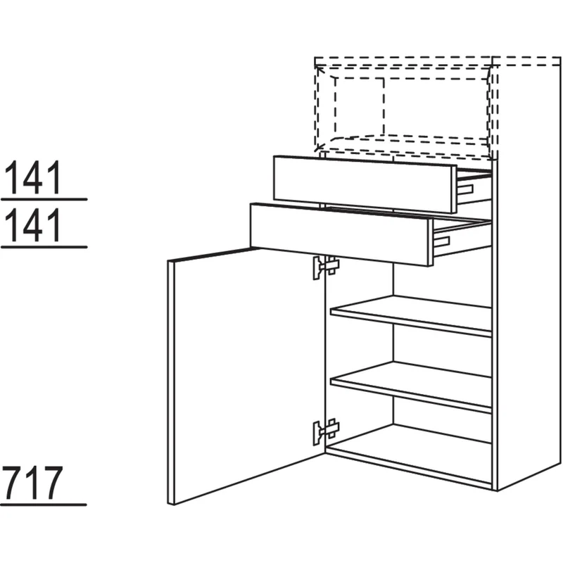 nobilia Highboard für Regaleinsatz Case HBB2SC45-130 45 cm