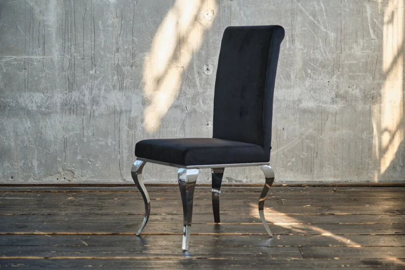 KAWOLA Stuhl LEIA Esszimmerstuhl Barock Velvet schwarz