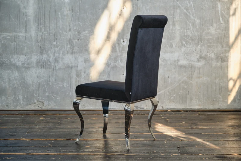 KAWOLA Stuhl LEIA Esszimmerstuhl Barock Velvet schwarz