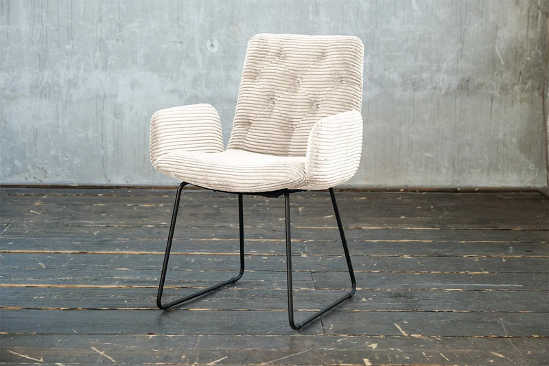 KAWOLA Stuhl NEW CHARME Esszimmersessel Cord cremeweiß
