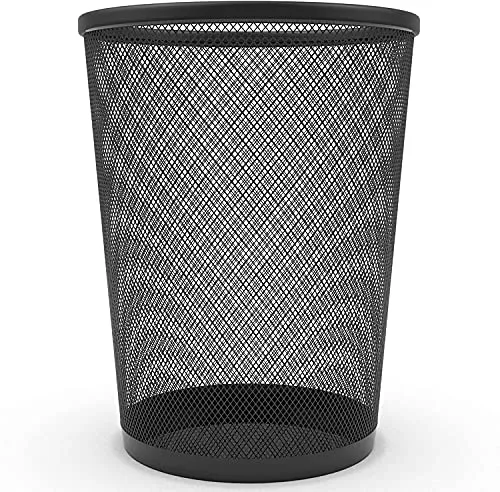 Zuvo Abfalleimer aus Drahtgeflecht, schwarzer Metalldraht, Mülleimer für Büro, Zuhause, Schlafzimmer, Höhe 25,7 cm, Breite 25,4 cm, 16 Liter, Schwarz
