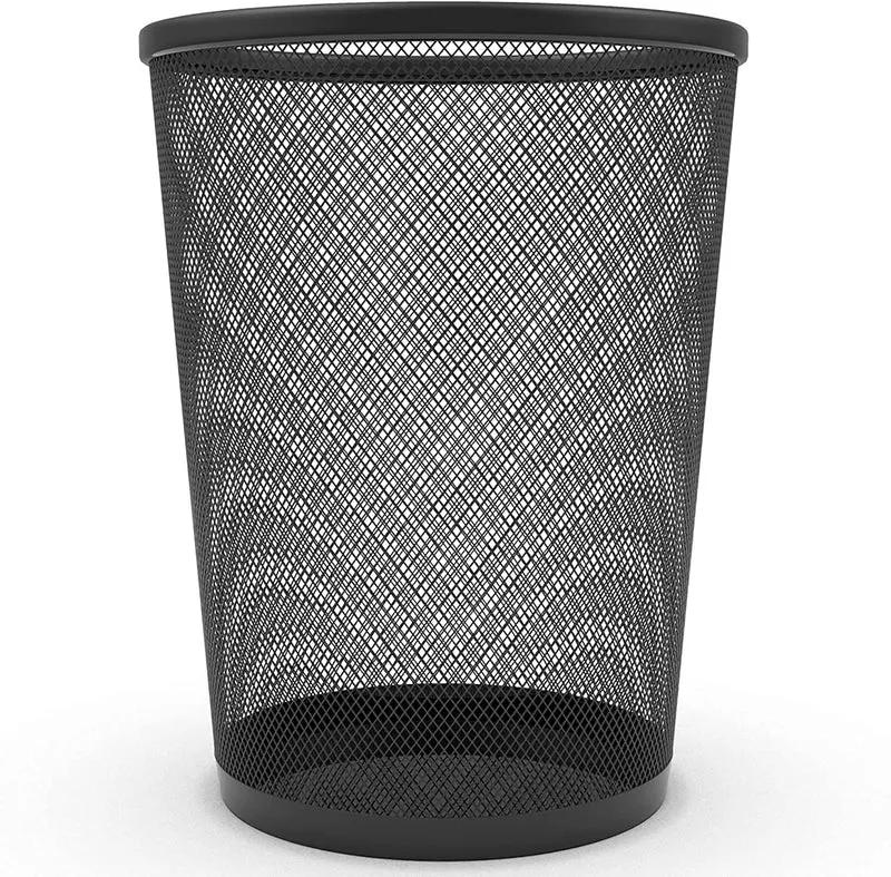Zuvo Abfalleimer aus Drahtgeflecht, schwarzer Metalldraht, Mülleimer für Büro, Zuhause, Schlafzimmer, Höhe 25,7 cm, Breite 25,4 cm, 16 Liter, Schwarz