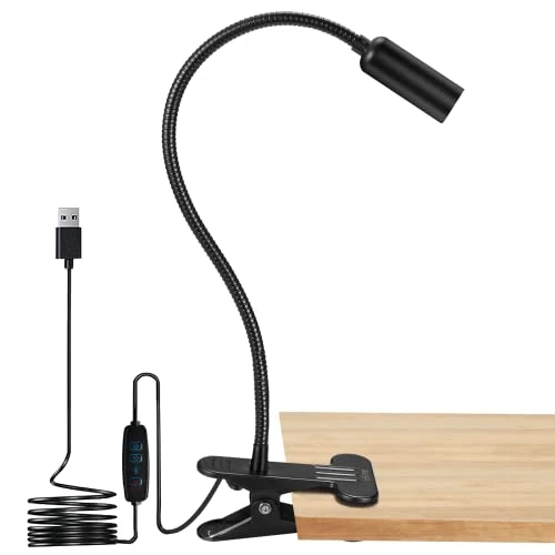 Hifree USB Dimmbare Bett Leselampe mit Klemme, Aluminium Schreibtischlampe