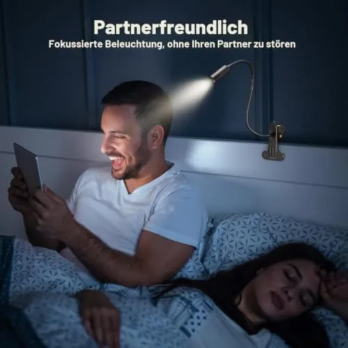 Hifree USB Dimmbare Bett Leselampe mit Klemme, Aluminium Schreibtischlampe