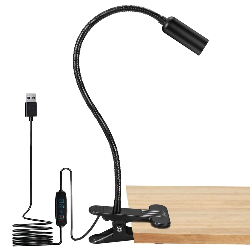 Hifree USB Dimmbare Bett Leselampe mit Klemme, Aluminium Schreibtischlampe
