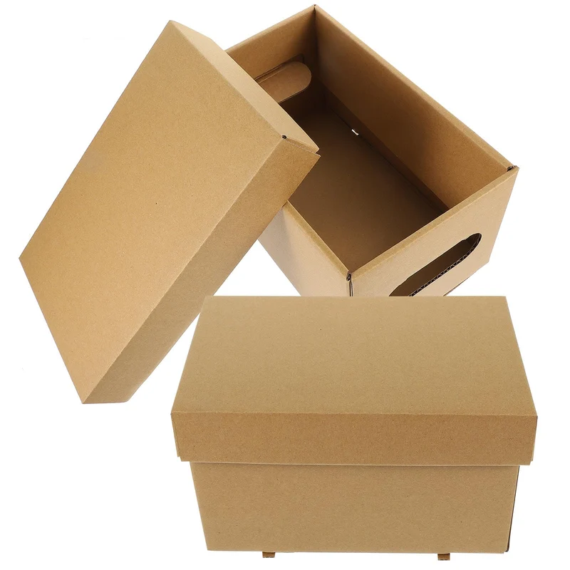 SOLUSTRE Papieraufbewahrungsboxen Große Kapazität 2 Stück-pack mit Deckel Stilvolles Schlichtes Design aus Langlebigem Papier für Büro und Tägliche Ablage