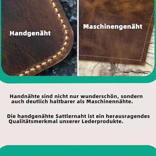 A4 Ledermappe Ringbuch, Vollnarbenleder Ordner mit 4-Ring Mechanik