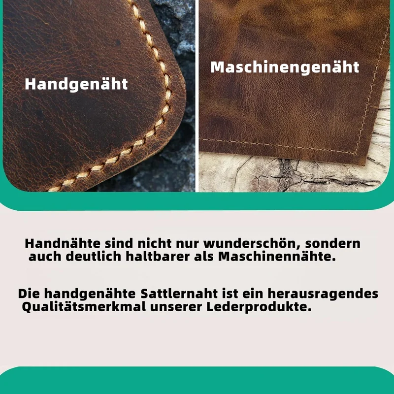 A4 Ledermappe Ringbuch, Vollnarbenleder Ordner mit 4-Ring Mechanik