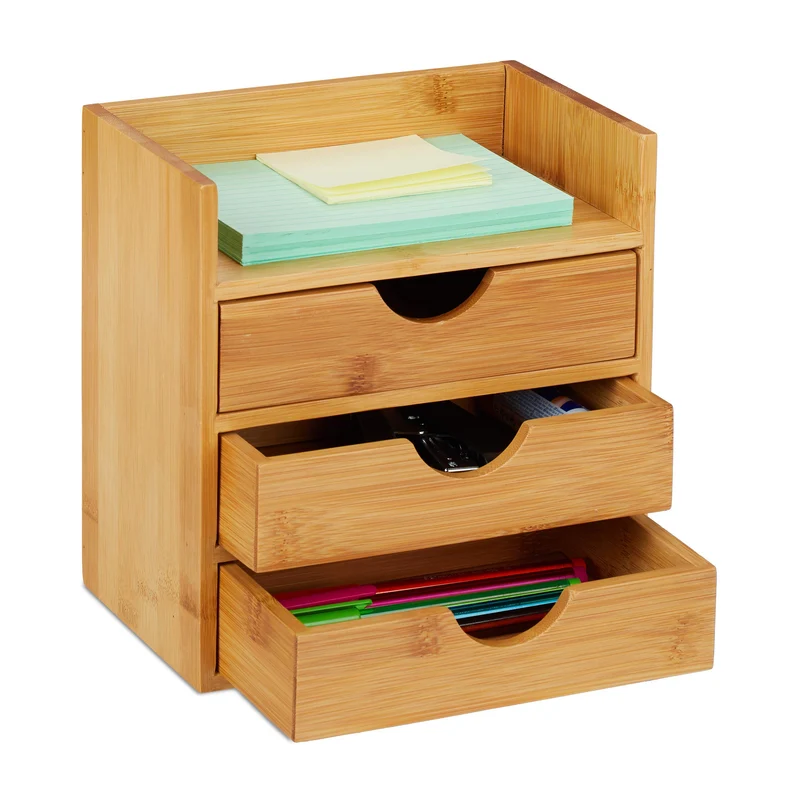 Relaxdays Schreibtisch Organizer, Ablage, HBT: 21x20x13 cm natur