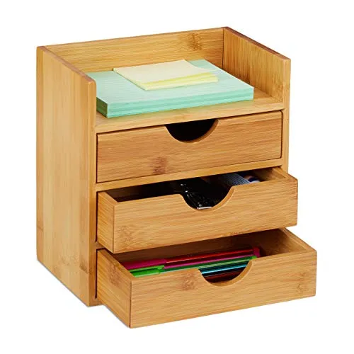Relaxdays Schreibtisch Organizer, Ablage, HBT: 21x20x13 cm natur