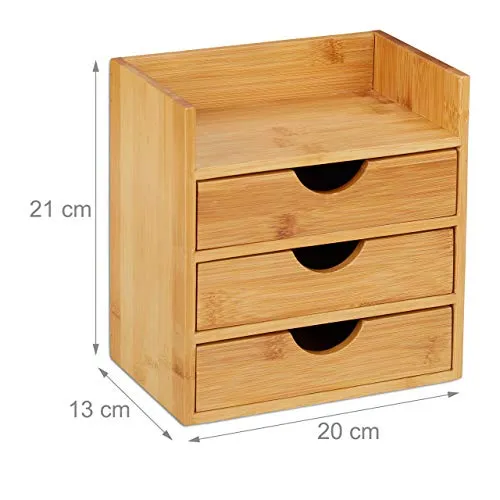 Relaxdays Schreibtisch Organizer, Ablage, HBT: 21x20x13 cm natur