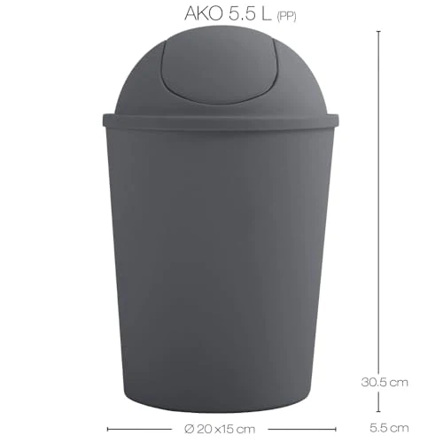 MSV Abfalleimer AKO 5,5 l mit Klappdeckel grau