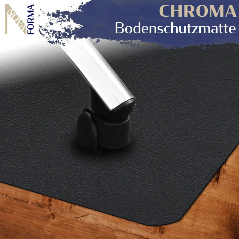Bodenschutzmatte Chroma aus PE-Kunststoff - Stuhlmatte 90x120 cm Schwarz