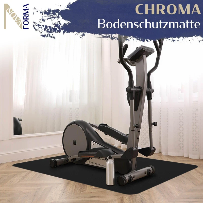 Bodenschutzmatte Chroma aus PE-Kunststoff - Stuhlmatte 90x120 cm Schwarz