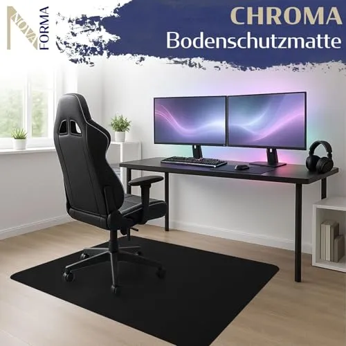 Bodenschutzmatte Chroma aus PE-Kunststoff - Stuhlmatte 90x120 cm Schwarz
