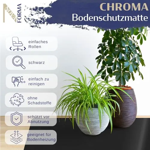 Bodenschutzmatte Chroma aus PE-Kunststoff - Stuhlmatte 90x120 cm Schwarz