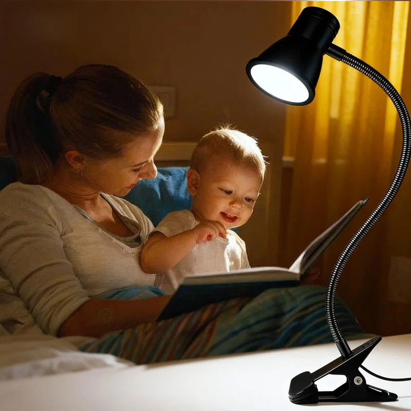 GBKDQQ 2 Stück Leselampe Bett Klemme, Dimmbare LED Schreibtischlampe mit 3 Farbtemperaturen, USB Tischlampe mit Kabel, Klemmlampe Bett mit Schalter für Schlafzimmer, Schreibtisch
