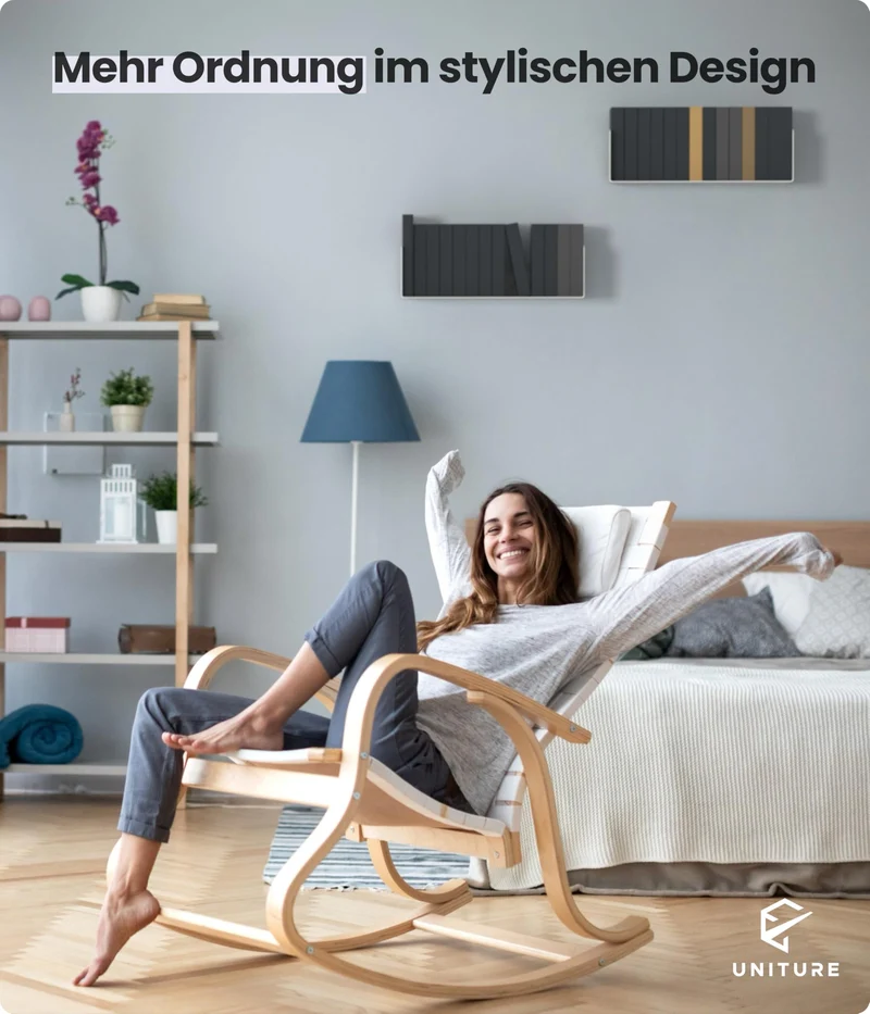 UNITURE® - 2er Set - Modernes Wandregal Weiß - 2x40 cm Bücherregal schwebend, Bilderleiste weiß